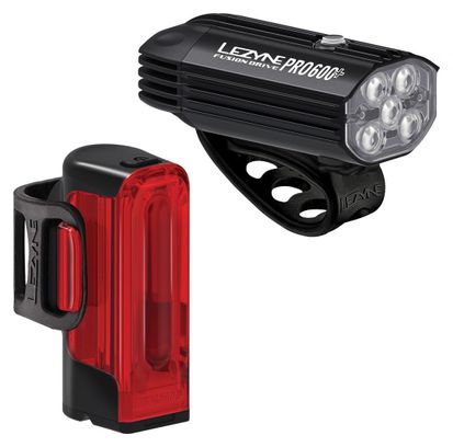 Lezyne Fusion Drive Pro 600+ / Strip Drive 300+ Pair Bike Lights Black