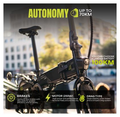 Vélo Electrique Pliant Flebi Supra 4.0 Black lime | Roues 16