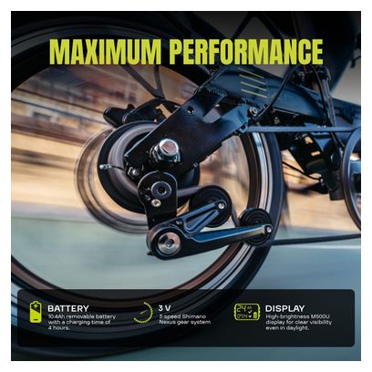 Vélo Electrique Pliant Flebi Supra 4.0 Black lime | Roues 16