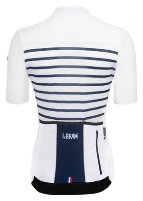 Maillot Manches Courtes Femme LeBram Ventoux Blanc Bleu Coupe Ajustée