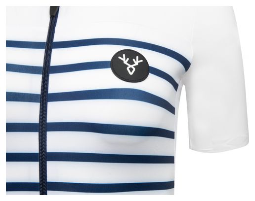 Maillot LeBram Ventoux de manga corta para mujer blanco azul Tailored Fit