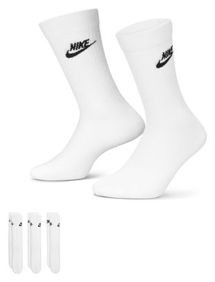 Unisex Nike Sportswear Everyday Essential Crew Witte Sokken (x3)