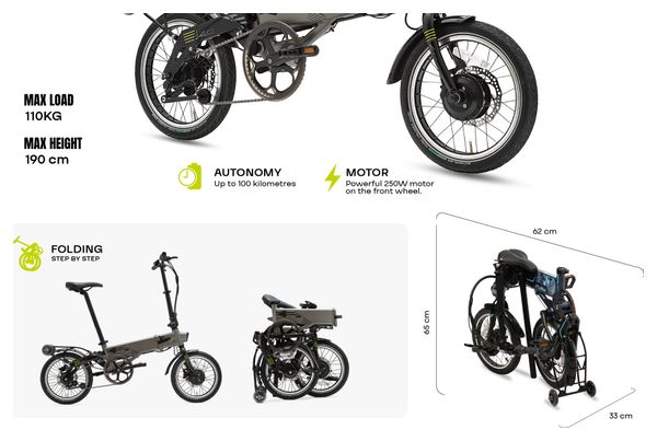 Vélo Electrique Pliant Flebi Supra 4.0+ Titanium | Roues 16