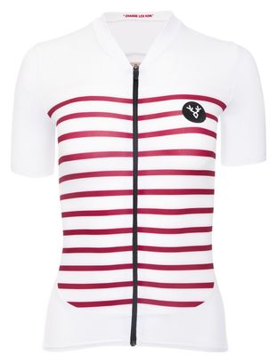Maglia manica corta da donna LeBram Ventoux White Bordeaux Tailored Fit