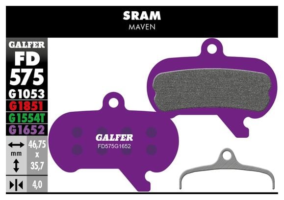 Galfer FD575 G1652 E-Bikes Semi-Metallic Remblokken voor Sram Maven Schijfremmen