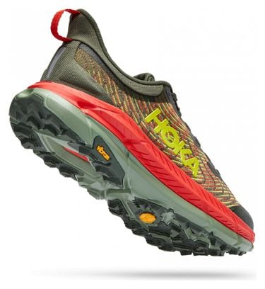 Hoka Mafate Speed 4 Khaki Red Trail Running Shoes