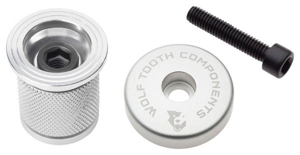 Expandeur Wolf Tooth Compression Plug with Integrated Spacer Stem Cap 1 1/8'' Argent