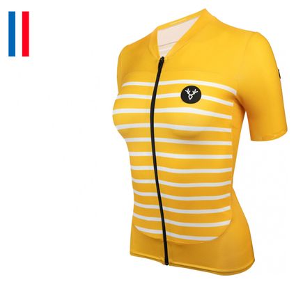LeBram Ventoux Women&#39;s Short Sleeve Jersey Yellow Adjusted Cut