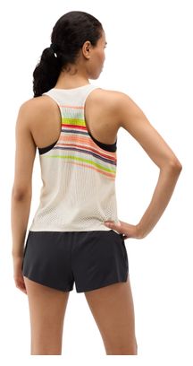 Camiseta sin mangas Hoka Race Day Blanca Mujer