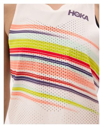 Camiseta sin mangas Hoka Race Day Blanca Mujer