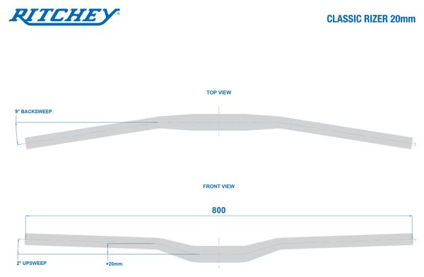 Ritchey Classic Rizer Stuur 31,8 mm 800 mm Zilver