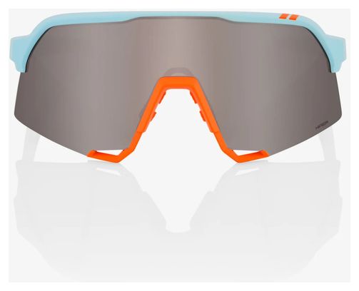 Lunettes 100% S3 Soft Tact Bleu / Orange - Lentilles HiPER Miroir Silver