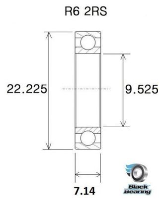 Rodamiento negro R6-2RS 9.53 x 22.23 x 7.14 mm