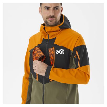 Millet M White Shield Orange/Khaki softshell jacket