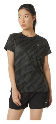 Dames Asics Core All Over Print Zwart Shirt met Korte mouwen