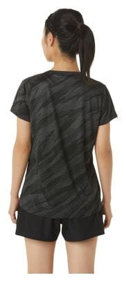 Dames Asics Core All Over Print Zwart Shirt met Korte mouwen