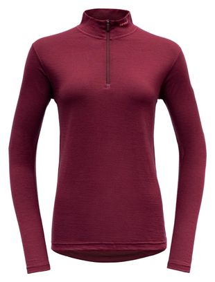 El maillot de manga larga para mujer Devold Breeze con media cremallera roja