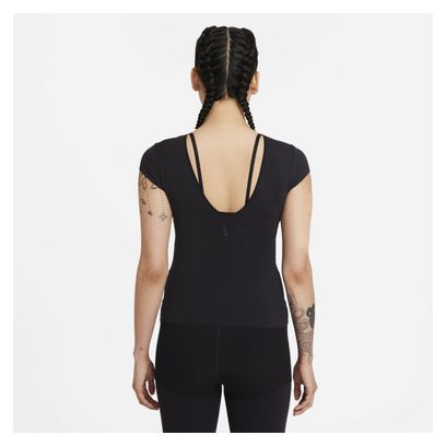 Nike Yoga Luxe Kurzarmtrikot Schwarz Damen