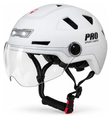 Speed Pedelec helmet with visor and ear protectors, white