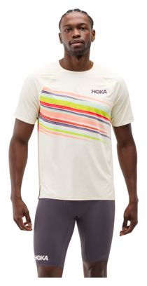 Maglia a maniche corte Hoka Race Day bianca da uomo