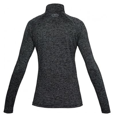 Maillot Manches Longues Demi-Zip Femme Under Armour Tech Twist Noir Gris