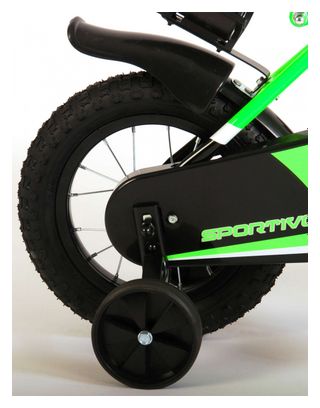 Vélo pour enfants Volare Sportivo - Garçons - 12 pouces - Vert fluo noir - 95% assemblé