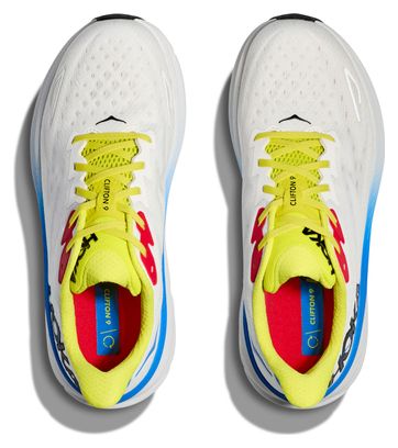 Hoka One One Clifton 9 Running Shoes White Multi-color Uomo