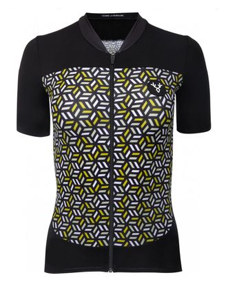 Maglia da donna a manica corta LeBram Iron Cross nera gialla vestibilità sartoriale