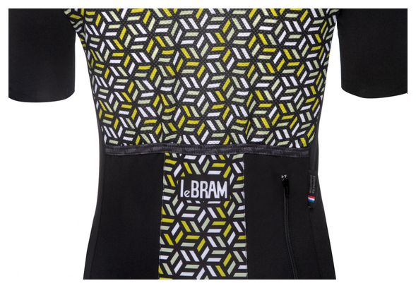 Maglia da donna a manica corta LeBram Iron Cross nera gialla vestibilità sartoriale