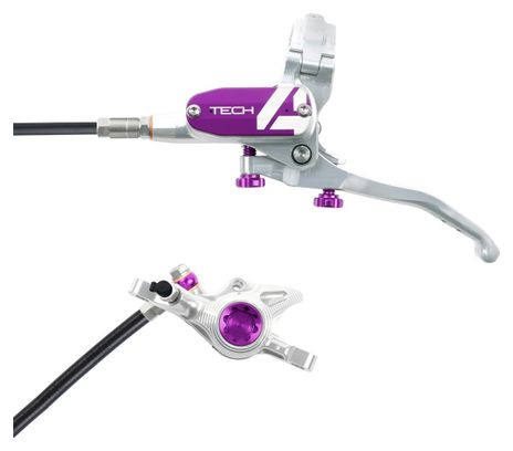 Hope Tech 4 X2 Disc Break - Front Silver / Purple Standard Hose 