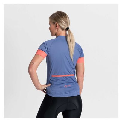 Maillot Manches Courtes Velo Rogelli Modesta - Femme - Bleu/Corail