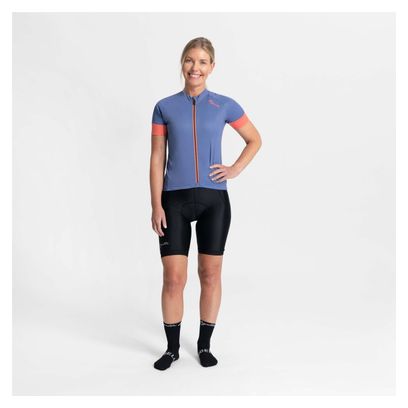 Maillot Manches Courtes Velo Rogelli Modesta - Femme - Bleu/Corail