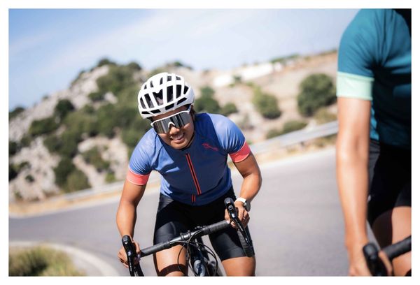Maillot Manches Courtes Velo Rogelli Modesta - Femme - Bleu/Corail