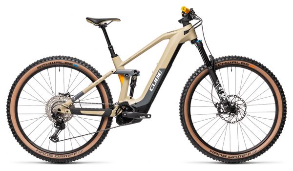 Cube Stereo Hybrid 140 HPC SL 625 Electric Full Suspension MTB Shimano XT 12S 625 Wh 29'' Beige Grey Orange 2021