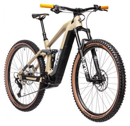 Cube Stereo Hybrid 140 HPC SL 625 Electric Full Suspension MTB Shimano XT 12S 625 Wh 29'' Beige Grey Orange 2021
