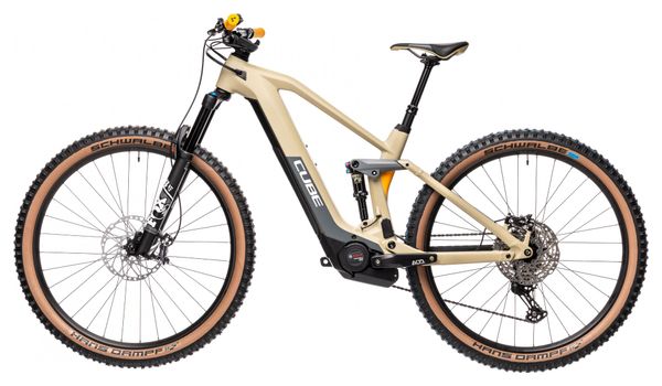 Cube Stereo Hybrid 140 HPC SL 625 Electric Full Suspension MTB Shimano XT 12S 625 Wh 29'' Beige Grey Orange 2021