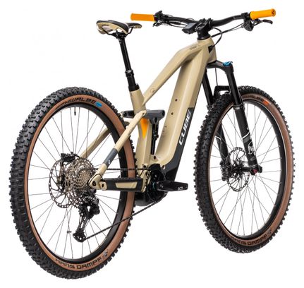 Cube Stereo Hybrid 140 HPC SL 625 Electric Full Suspension MTB Shimano XT 12S 625 Wh 29'' Beige Grey Orange 2021