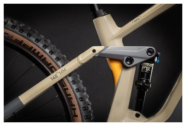 Cube Stereo Hybrid 140 HPC SL 625 Electric Full Suspension MTB Shimano XT 12S 625 Wh 29'' Beige Grey Orange 2021