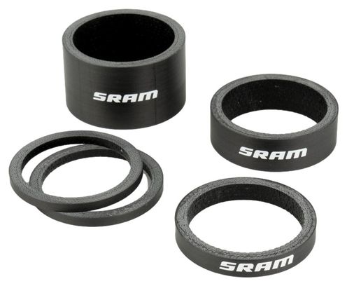 Entretoises de Direction Sram Carbon Noir Logo Blanc (2.5 x2 - 5 - 10 et 20 mm)