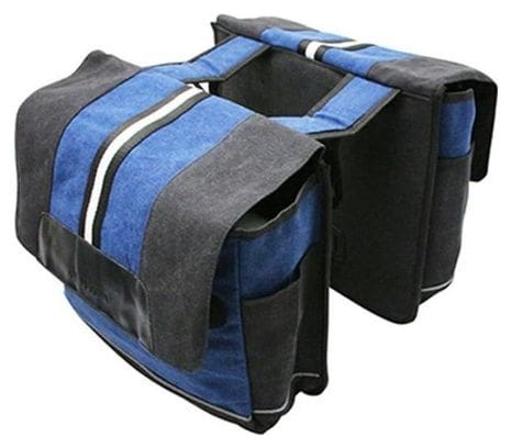 sacoche arriere velo vib avec protege pluie 20l noir-bleu jeans (fixation sur porte bagage l 35.5xl12xh30cm) (paire)