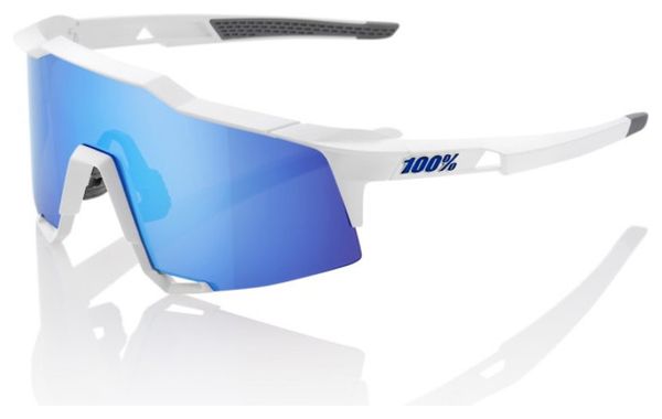 100% Sunglasses SPEEDCRAFT LL - Soft Tact White - HiPER Blue Mirror