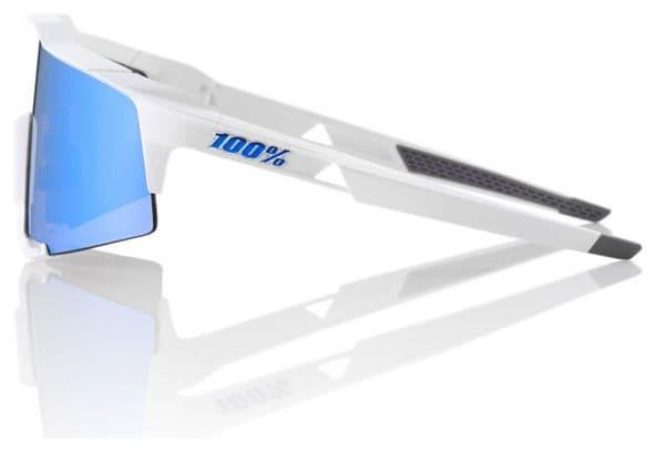 100% Lunettes SpeedCraft LL - Soft Tact Blanc - HiPER Miroir Bleu