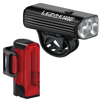 Lezyne Macro Drive 1400+ / Strip Drive Pro 400+ Pair Bike Lights Black