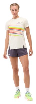 Camiseta de manga corta Hoka Race Day blanca para mujer