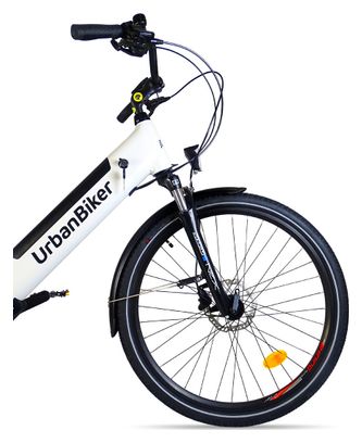 Vélo de ville électrique Urbanbiker Sidney 23  blanc  540 Wh (36 V 15 Ah)