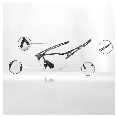 Lunettes de vélo photochromiques Rockbros 10173 UV400 - noir et rouge