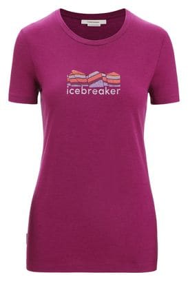 Damen Icebreaker Tech Lite II Mountain Geology Merino Kurzarm T-Shirt Violett