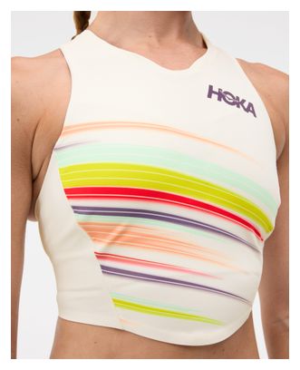 Sujetador deportivo Hoka Race Day Crop Bra Blanco Mujer
