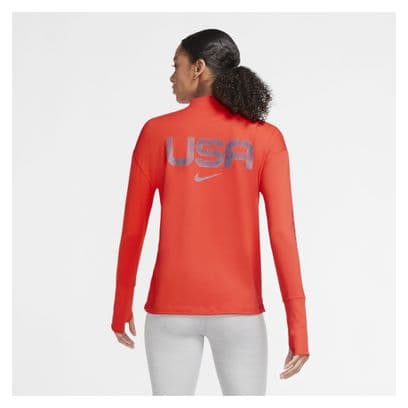 Nike Team USA Damen 1/2-Zip Langarmshirt Rot