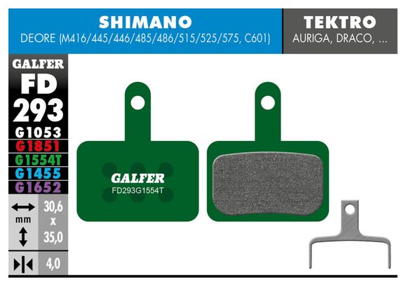 Pastillas de Freno Galfer FD293 G1554T Pro Semimetálicas para Frenos de Disco Shimano / Tektro / TRP